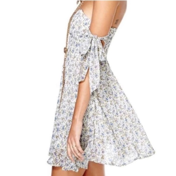 Floral Print Black and Pink Off the Shoulders Boho Mini Dress Size Small S - Picture 10 of 15